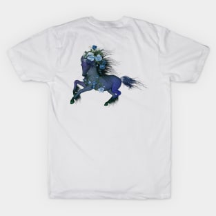 Awesome wild fantasy horse with roses T-Shirt